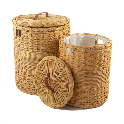 round wicker laundry hamper